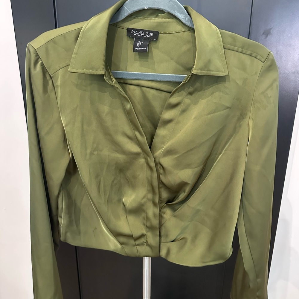 Rachel Zoe Forest Green Satin Top